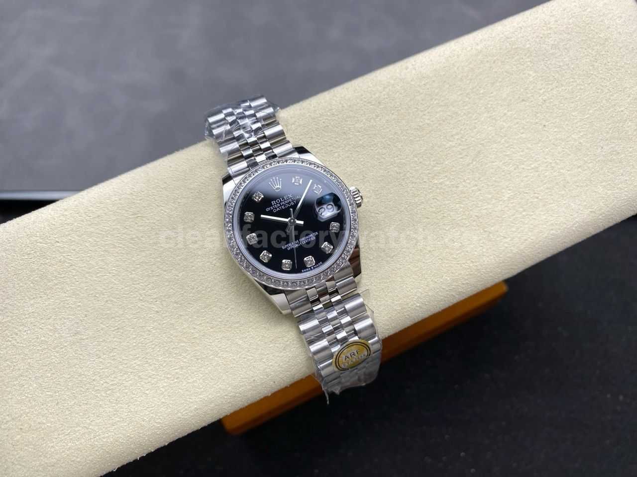 ARF Factory Counterweight Rolex Datejust Jubilee 278384RBR 31mm Diamond Bezel Black Dial (8)
