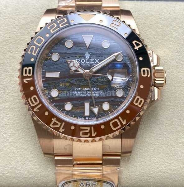 ARF Factory Rolex GMT-Master II 126715CHNR 40mm Full Rose Gold Iron Tiger Eye Stone Dial