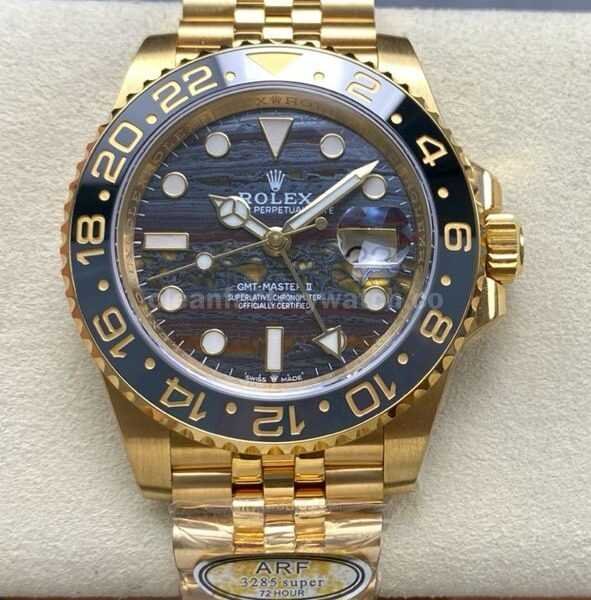 ARF Factory Rolex GMT-Master II 126718GRNR 40mm Full Yellow Gold Iron Tiger Eye Stone Dial