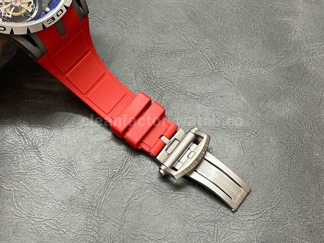 BBR Factory Roger Dubuis Excalibur Spider RDDBEX0479 Tourbillon 45mm Titanium Red Rubber Strap Blue Dia (3)