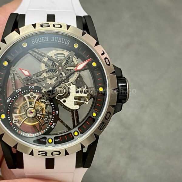BBR Factory Roger Dubuis Excalibur Spider RDDBEX0479 Tourbillon 45mm Titanium White Rubber Strap Black Dial