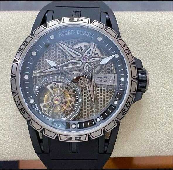 BBR Factory Roger Dubuis Tourbillon Excalibur RDDBEX0815 45mm Titanium Rubber Strap Skeletonized Black Dial