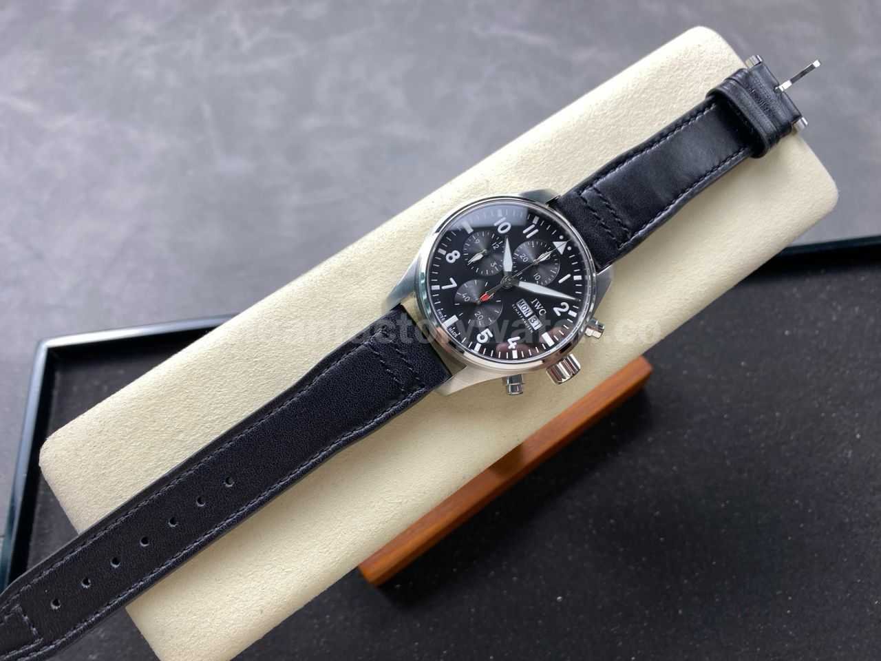 BLS Factory IWC Pilot Chronograph IW388111 41mm Leather Strap Arabic Numerals Black Dial (3)