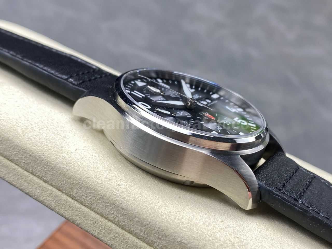 BLS Factory IWC Pilot Chronograph IW388111 41mm Leather Strap Arabic Numerals Black Dial (4)