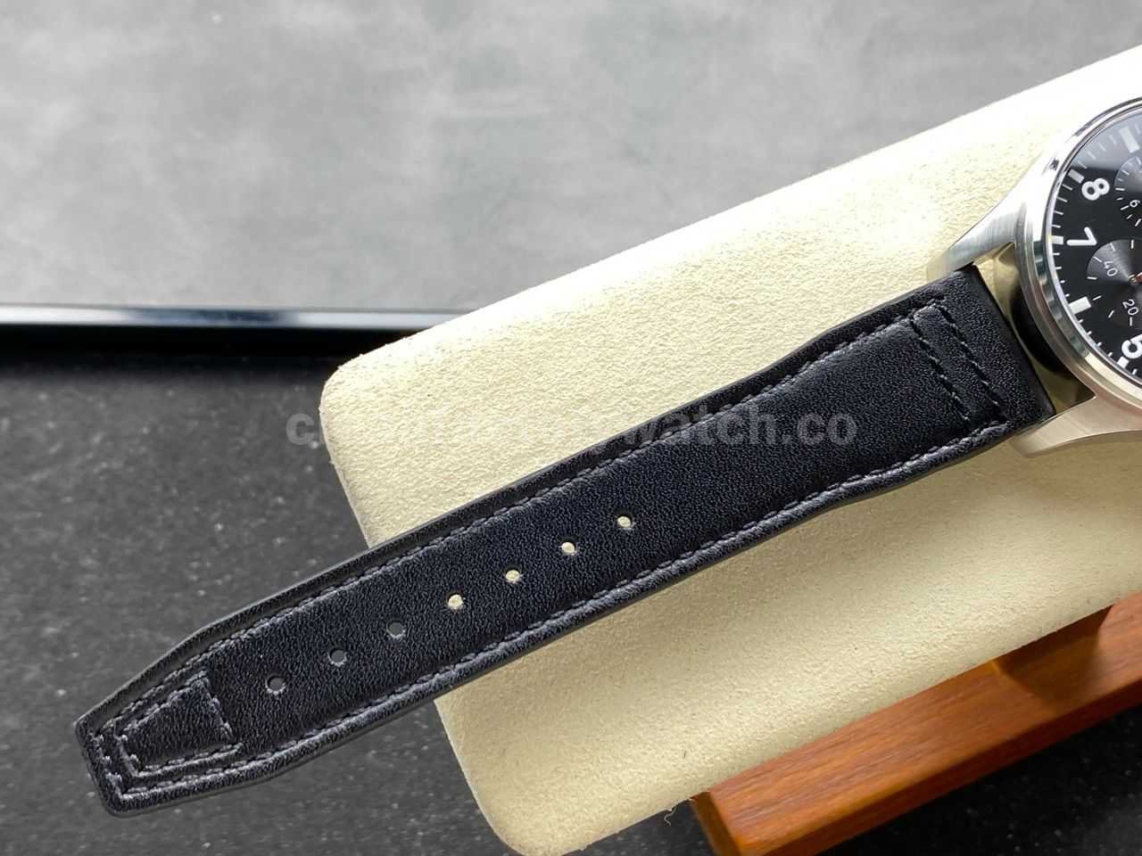 BLS Factory IWC Pilot Chronograph IW388111 41mm Leather Strap Arabic Numerals Black Dial (9)