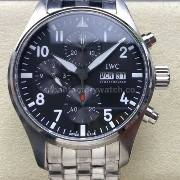 BLS Factory IWC Pilot Chronograph IW388111 41mm Steel Arabic Numerals Black Dial