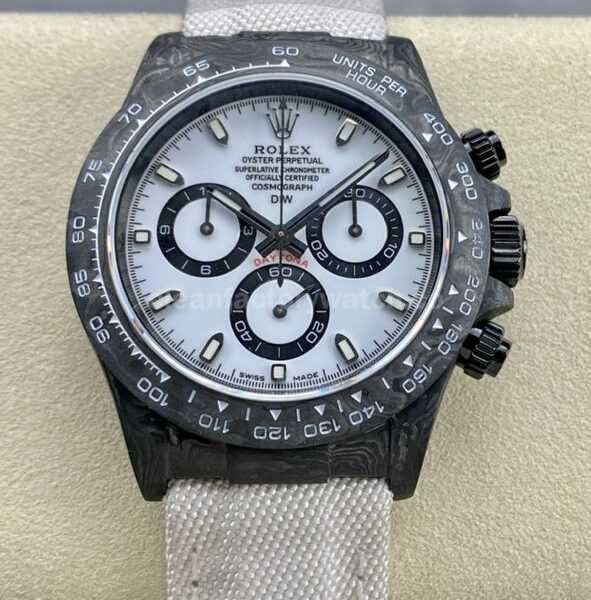 DIW Factory Rolex Daytona 116500 Limited Edition 40mm Carbon Fiber Artificial Fiber Woven Strap White Dial
