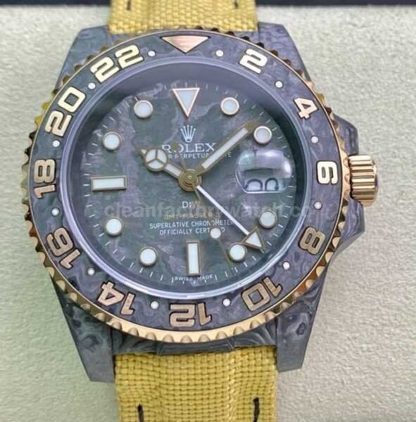 DIW Factory Rolex GMT-Master II 126710 Limited Edition 40mm Gold Word Carbon Fiber Artificial Fiber Woven Strap Carbon Fiber Dial