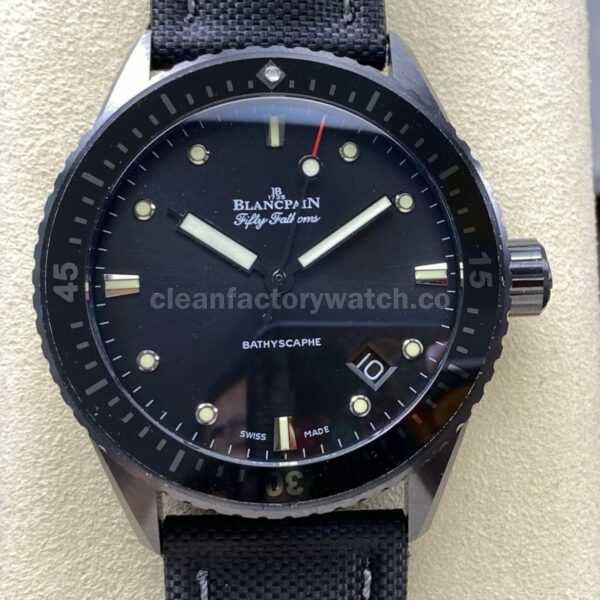 GF Factory Blancpain Fifty Fathoms Bathyscaphe 5000-0130-B52A 43mm Ceramic Textile Strap Black Dial
