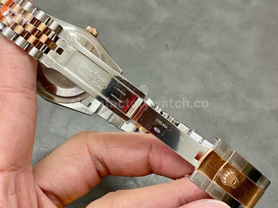 GM Factory Rolex Datejust 126201 0037 36mm Rose Gold Smooth Bezel Half Rose Gold Diamond Mop Sil (4)
