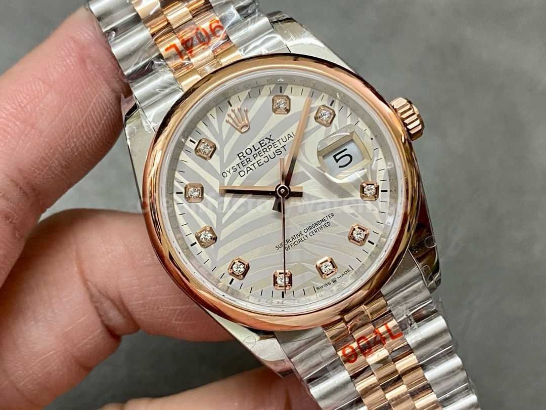GM Factory Rolex Datejust 126201 0037 36mm Rose Gold Smooth Bezel Half Rose Gold Diamond Mop Sil (8)