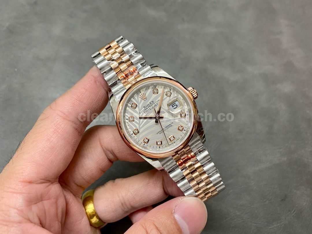 GM Factory Rolex Datejust 126201 0037 36mm Rose Gold Smooth Bezel Half Rose Gold Diamond Mop Sil (9)