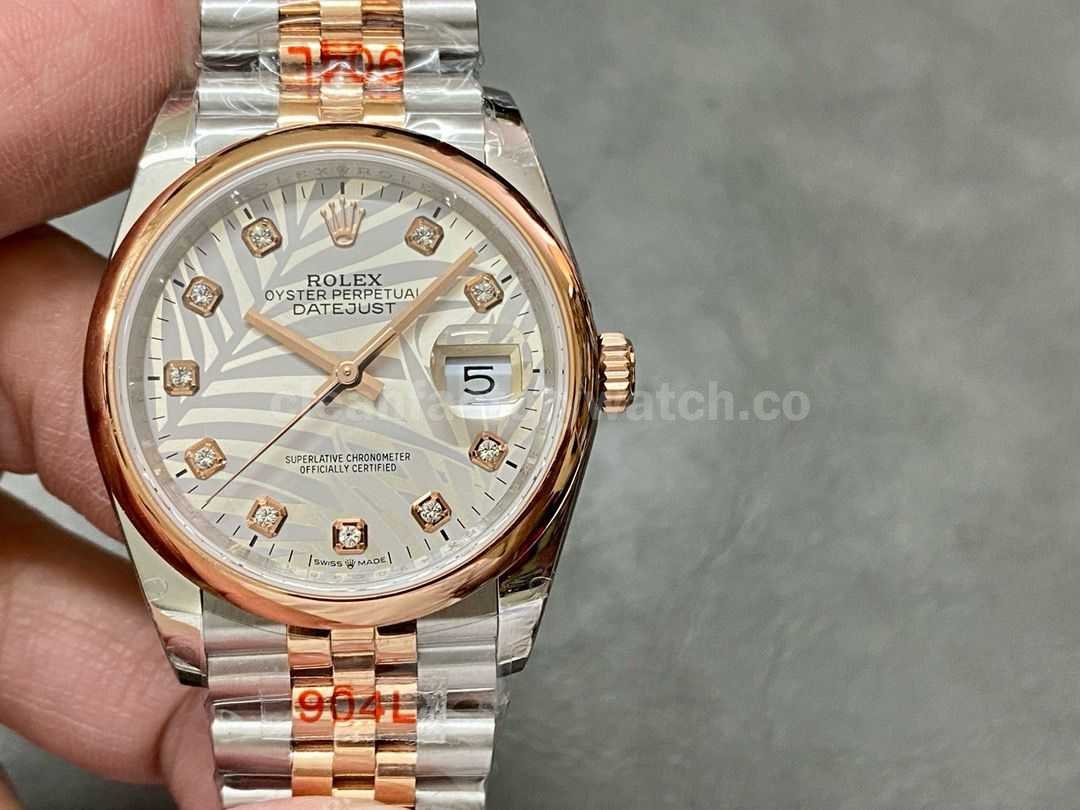 GM Factory Rolex Datejust 126201 0037 36mm Rose Gold Smooth Bezel Half Rose Gold Diamond Mop Silve (1)
