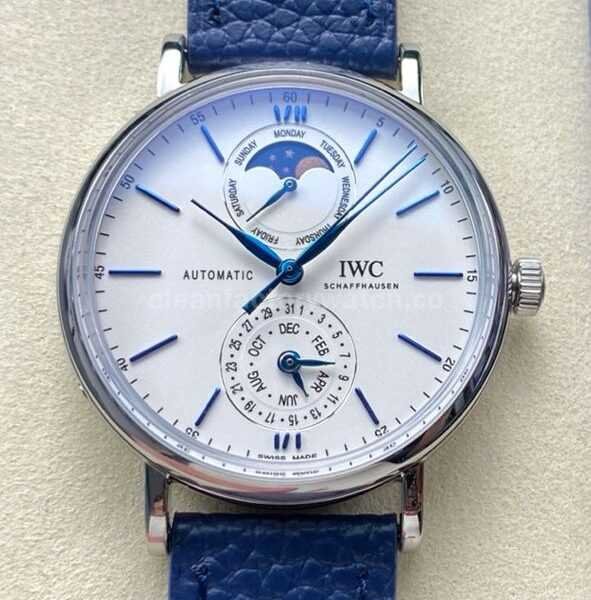 GR Factory IWC Portofino Complete Calendar IW359001 41mm Blue Needle Steel Leather Strap White Dial