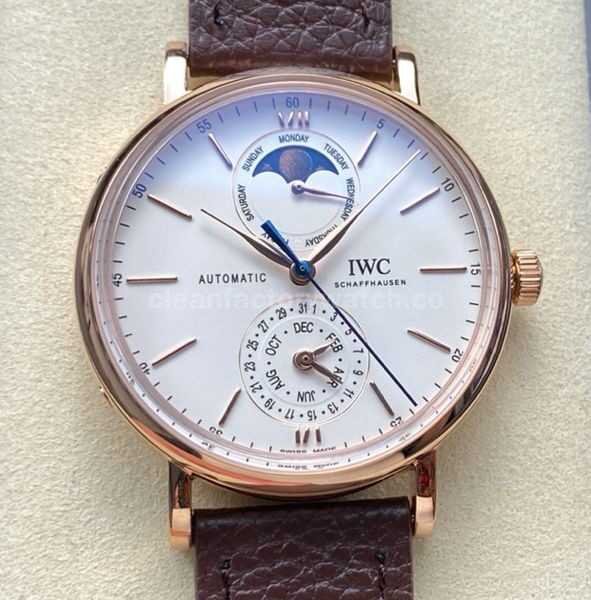 GR Factory IWC Portofino Complete Calendar IW359002 41mm Rose Gold Leather Strap White Dial
