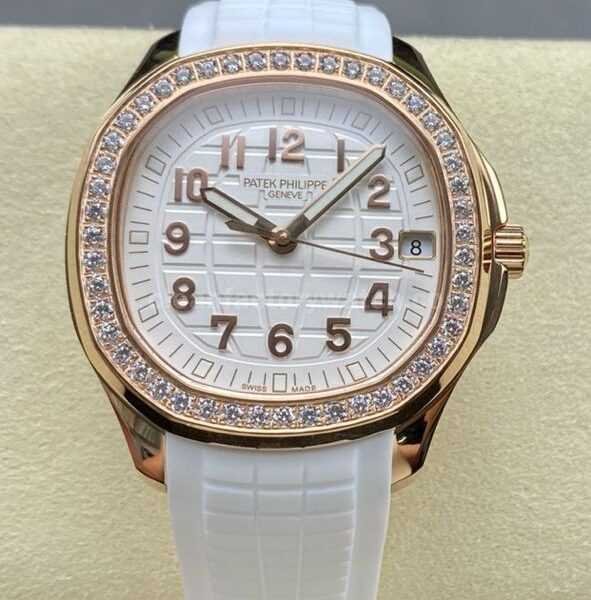 GR Factory Patek Philippe Aquanaut 5268/200R-001 38.8mm Rose Gold White Rubber Strap White Dial