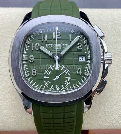GR Factory Patek Philippe Aquanaut 5968G-010 42.2mm Steel Green Rubber Strap Green Dial