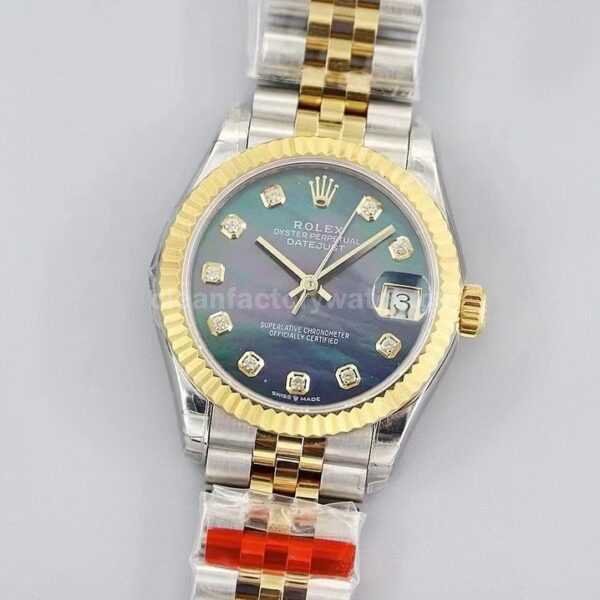 GS Factory Rolex Datejust 278273-0024 31MM Half Gold Diamond Mop Black Mother Of Pearl Dial Jubilee