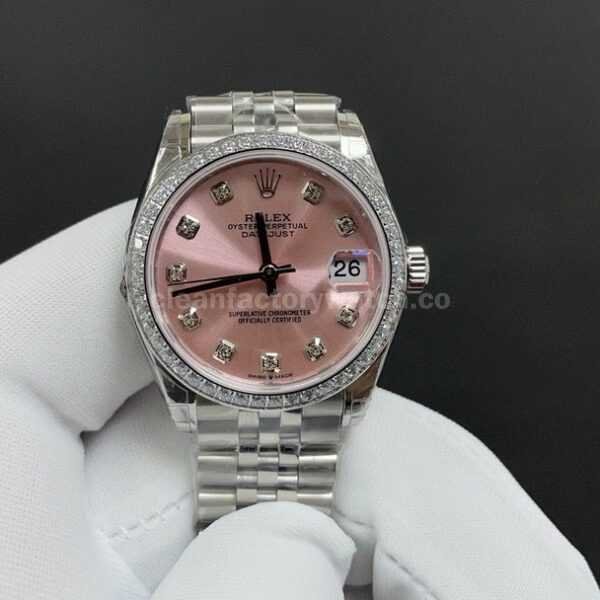 GS Factory Rolex Datejust 278384RBR-0036 31MM Diamond Bezel Diamond Mop Pink Dial