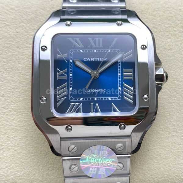 J12 Factory Cartier Santos WSSA0063 35.1mm Roman Numerals Blue Dial