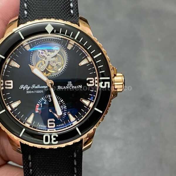 JB Factory Blancpain Fifty Fathoms 5025-3630-52A 45mm Rose Gold Satin Strap Black Dial