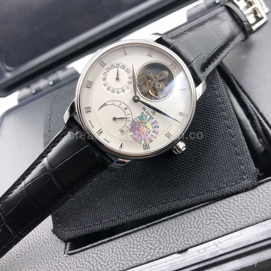 JB Factory Blancpain Villeret 6025 1542 55b 42.5mm Steel Leather Strap Silver Dial (1)