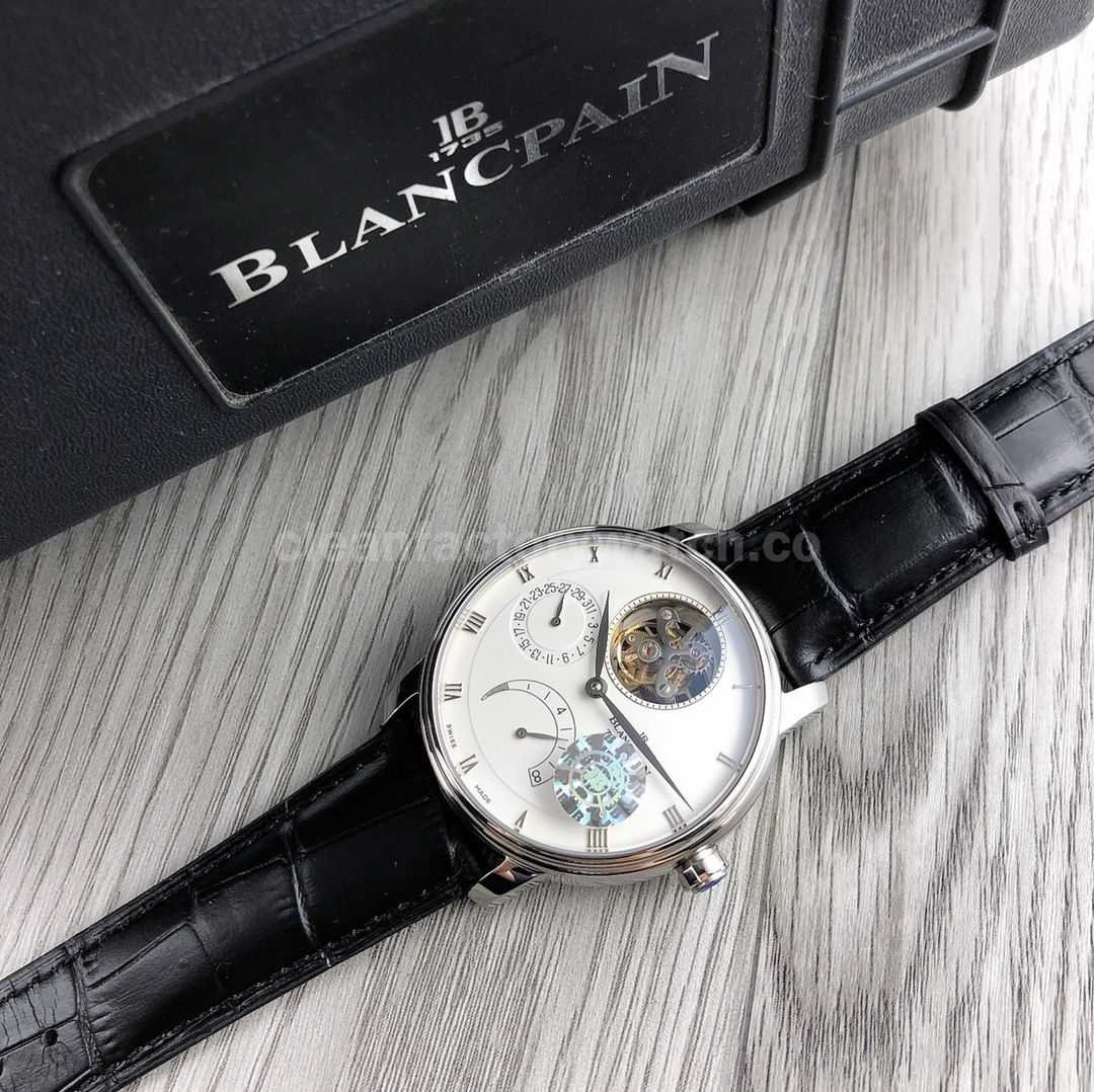JB Factory Blancpain Villeret 6025 1542 55b 42.5mm Steel Leather Strap Silver Dial (8)