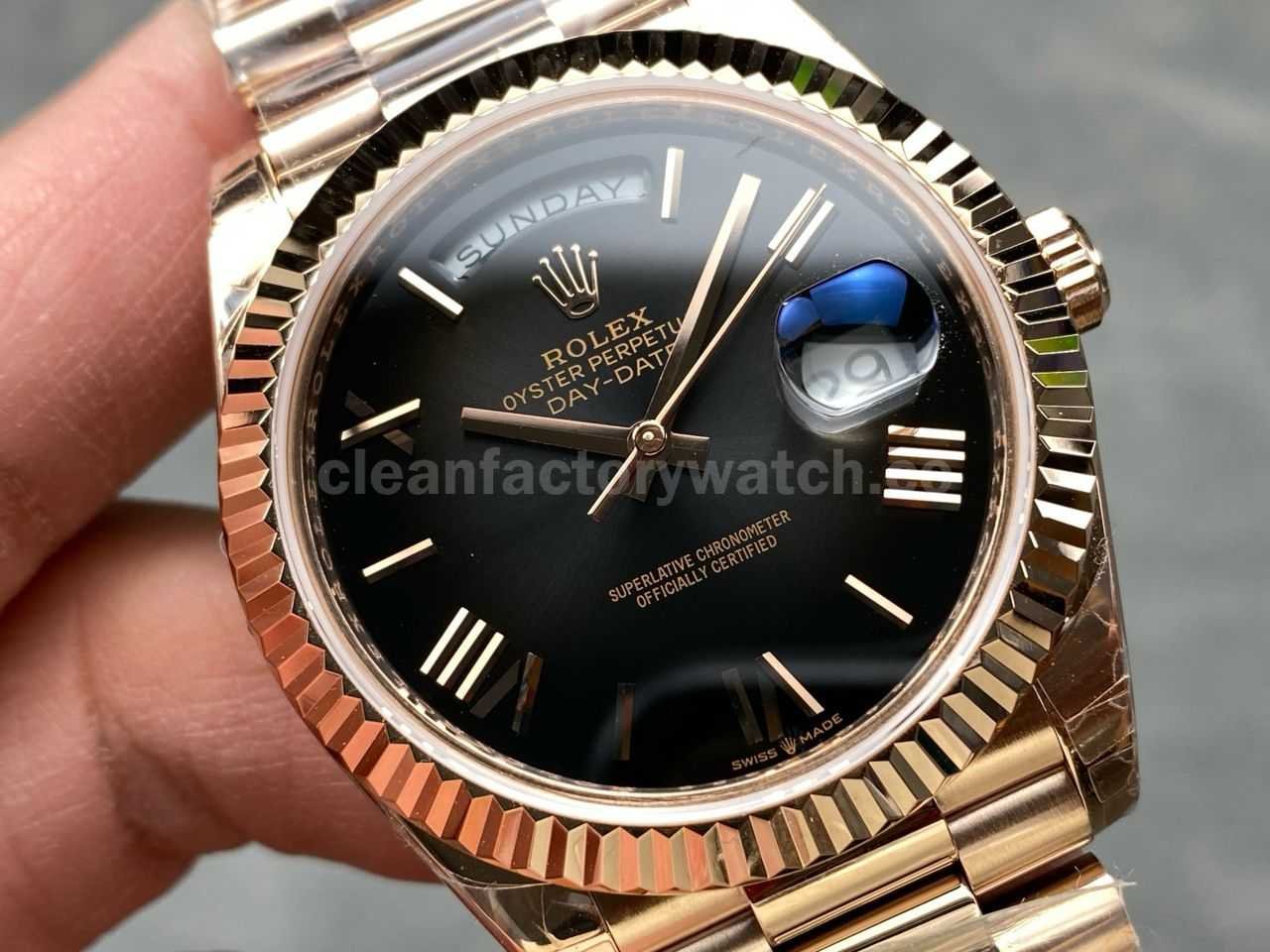 KF Factory Counterweight Rolex Day Date 228235 0055 40mm Full Rose Gold Roman Numeral (7)