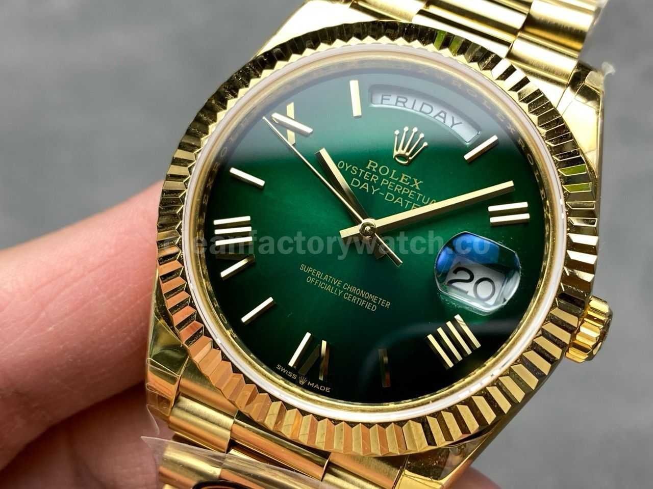 KF Factory Counterweight Rolex Day Date 228238 0061 40mm Full Yellow Gold Roman Numer (1)