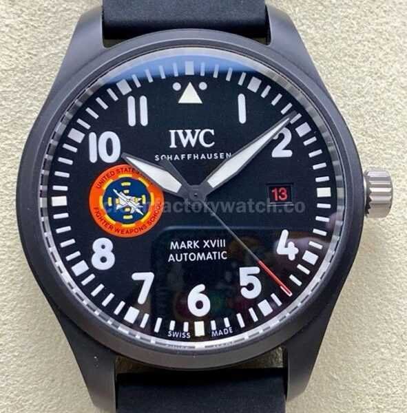 M+ Factory IWC Pilot IW32409 41mm Ceramic Rubber Strap Arabic Numerals Black Dial
