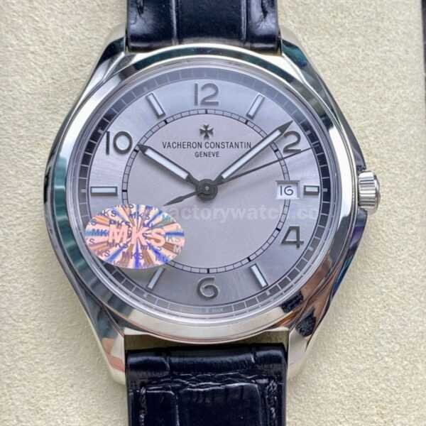 MKS Factory Vacheron Constantin Fiftysix 4600E/000A-B442 40mm Steel Leather Strap Arabic Numerals Silver Dial