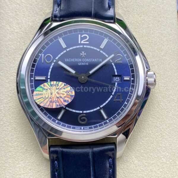 MKS Factory Vacheron Constantin Fiftysix 4600E/000A-B487 40mm Steel Leather Strap Arabic Numerals Blue Dial