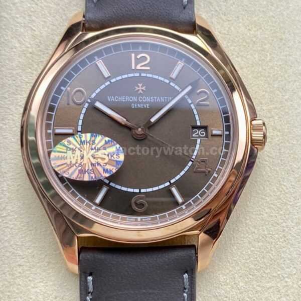 MKS Factory Vacheron Constantin Fiftysix 4600E/000R-B576 40mm Rose gold Leather Strap Arabic Numerals Brown Dial
