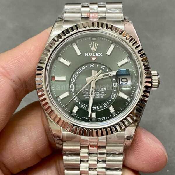 Noob Factory Rolex Sky-Dweller 336934-0002 42mm Full White Gold Green Dial