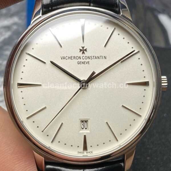 PPF Factory Vacheron Constantin Patrimony 85180-000G-9230 40mm Steel Leather Strap White Dial