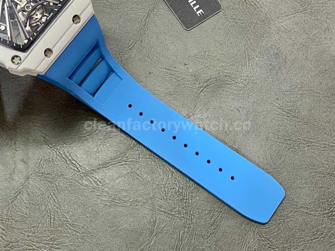 RM Factory Richard Mille RM12 01 39mm Carbon Fiber Blue Rubber Strap Skeletonized Black Dial (4)