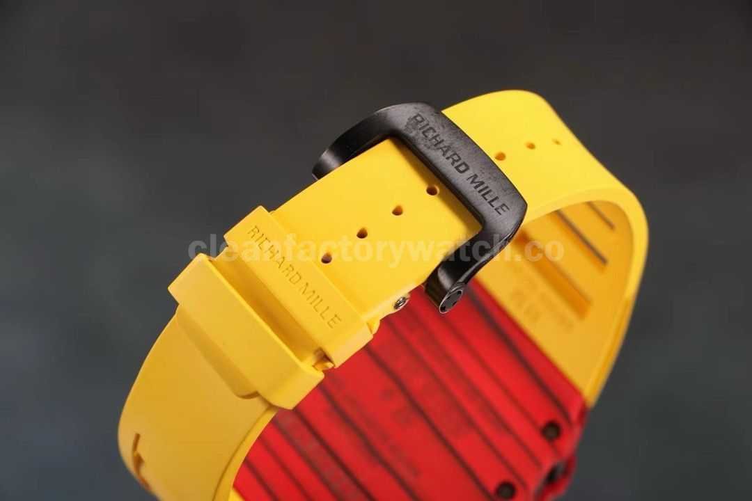 RM Factory Richard Mille RM12 01 39mm Red Carbon Fiber Yellow Rubber Strap Skeletonized Black Dial (2)