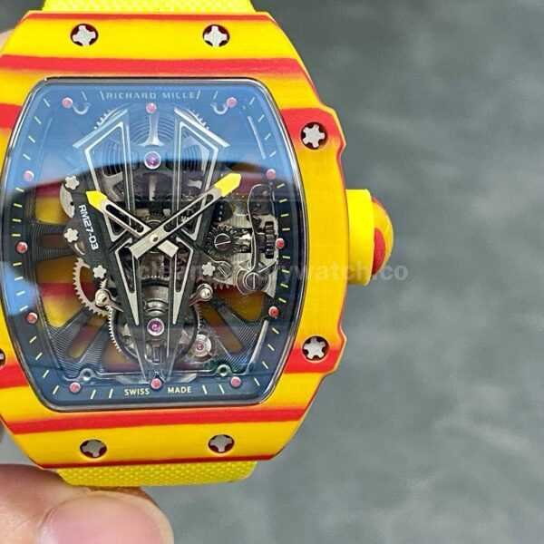 RM Factory Richard Mille RM27-03 Rafael Nadal Tourbillon 47.77mm Carbon Fiber Textile Strap Skeletonized Dial