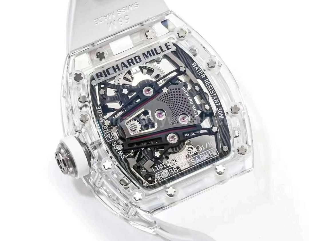 RM Factory Richard Mille RM38 02 43mm Crystal White Rubber Strap Skeletonized White Dial (2)