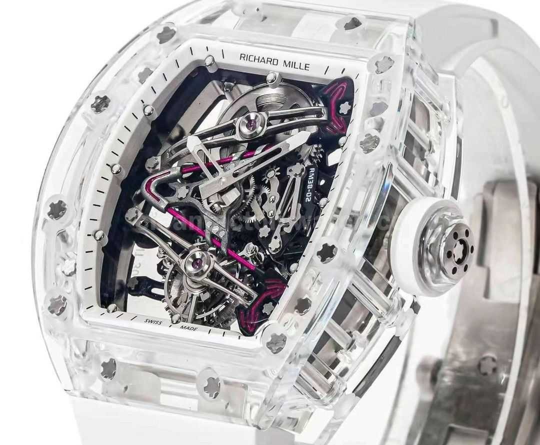 RM Factory Richard Mille RM38 02 43mm Crystal White Rubber Strap Skeletonized White Dial (8)