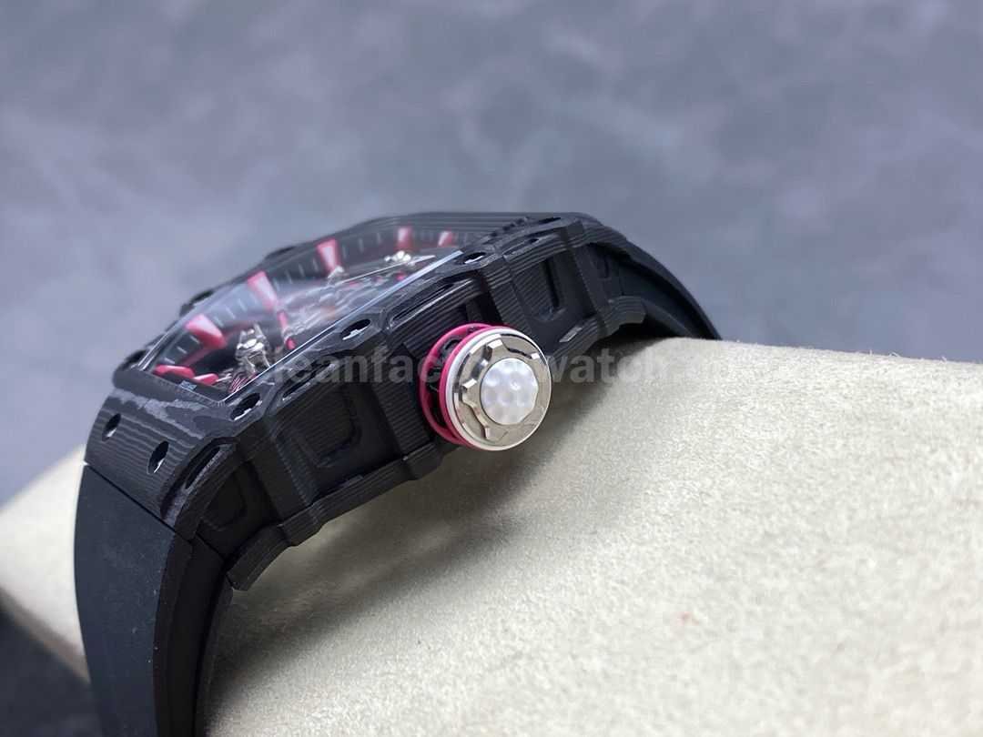 RM Factory Tourbillon Richard Mille RM38 02 Manual Winding 43mm Carbon Fiber Rubber Strap Ske (3)
