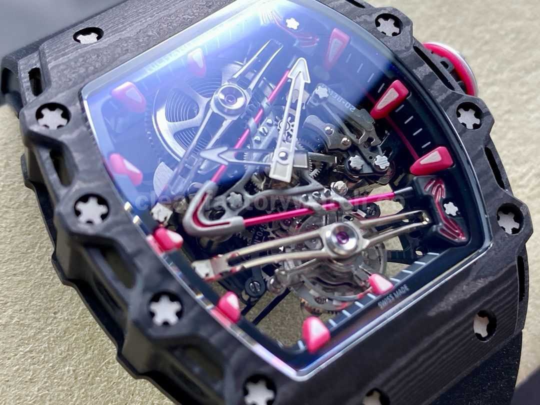 RM Factory Tourbillon Richard Mille RM38 02 Manual Winding 43mm Carbon Fiber Rubber Strap Ske (5)