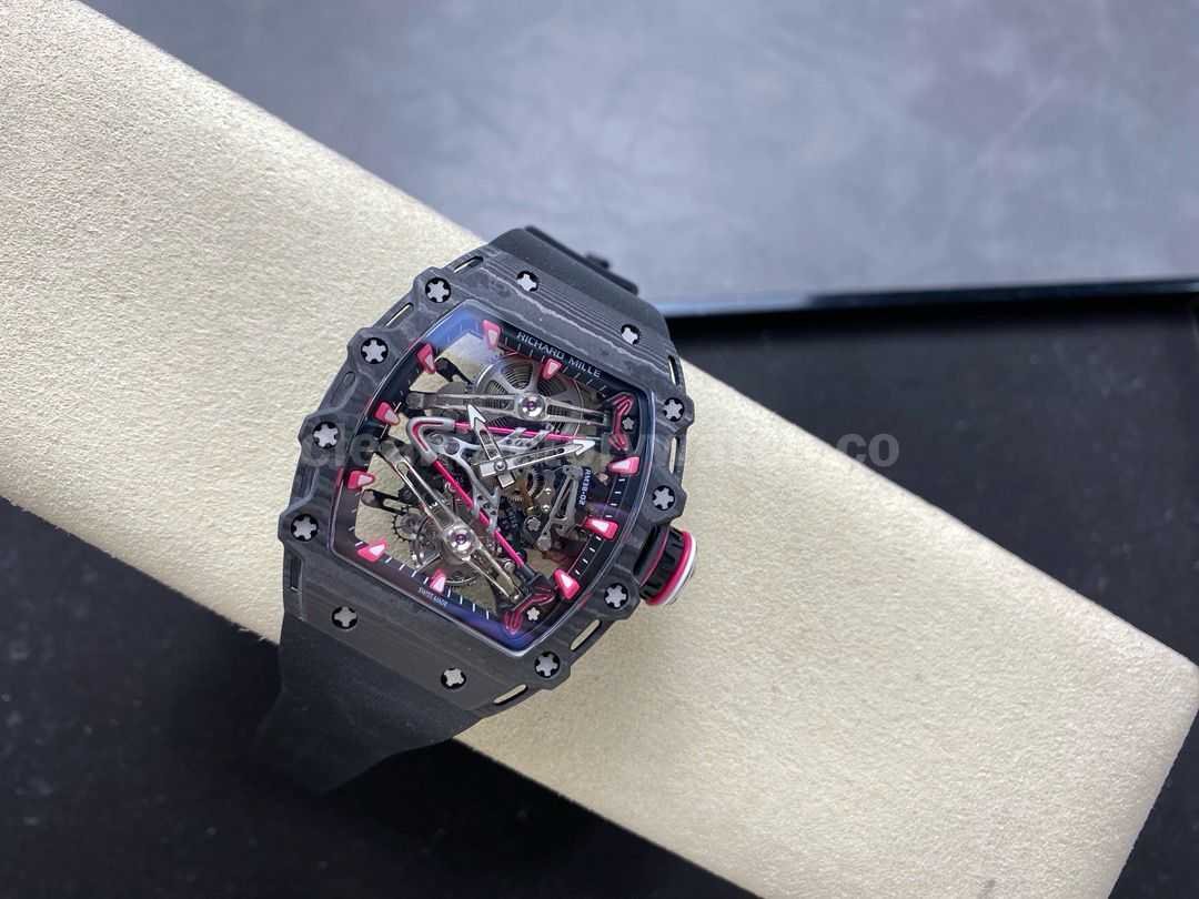RM Factory Tourbillon Richard Mille RM38 02 Manual Winding 43mm Carbon Fiber Rubber Strap Ske (6)