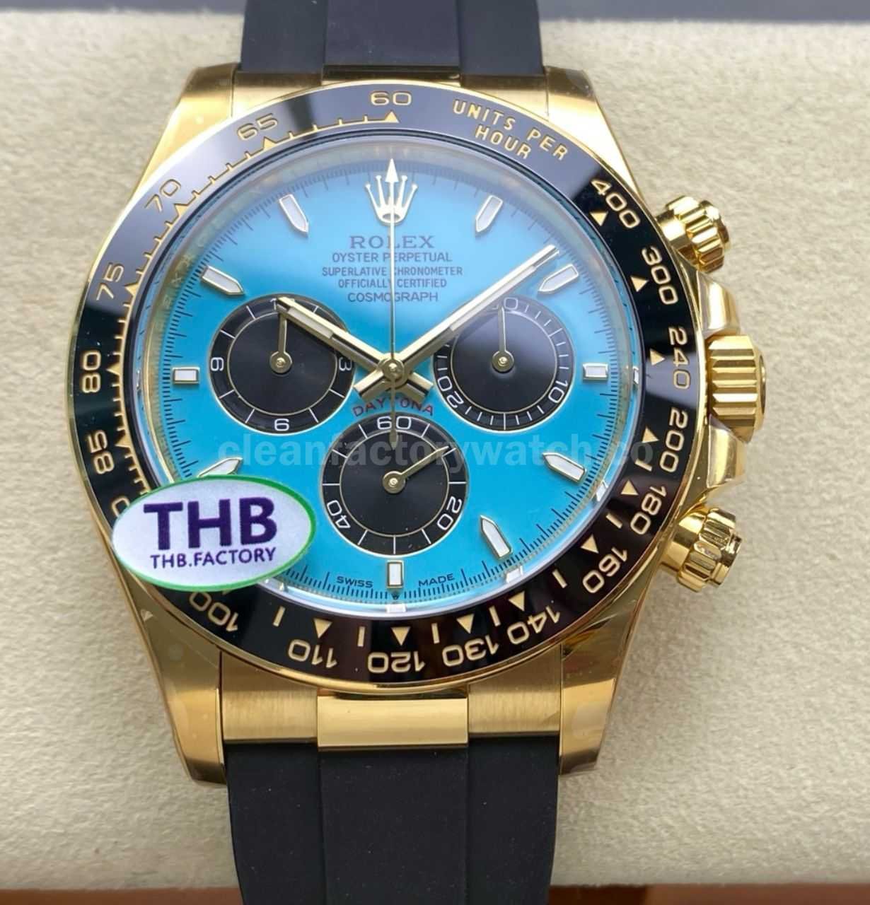THB Factory Rolex Daytona 126518LN Yellow Gold Rubber Strap Tiffany Blue Dial (1)