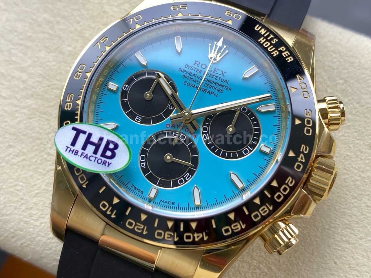 THB Factory Rolex Daytona 126518LN Yellow Gold Rubber Strap Tiffany Blue Dial (2)