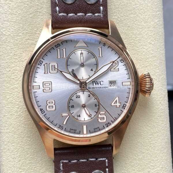 TW Factory IWC Big Pilot 46mm Rose Gold Arabic Numerals Silver Dial