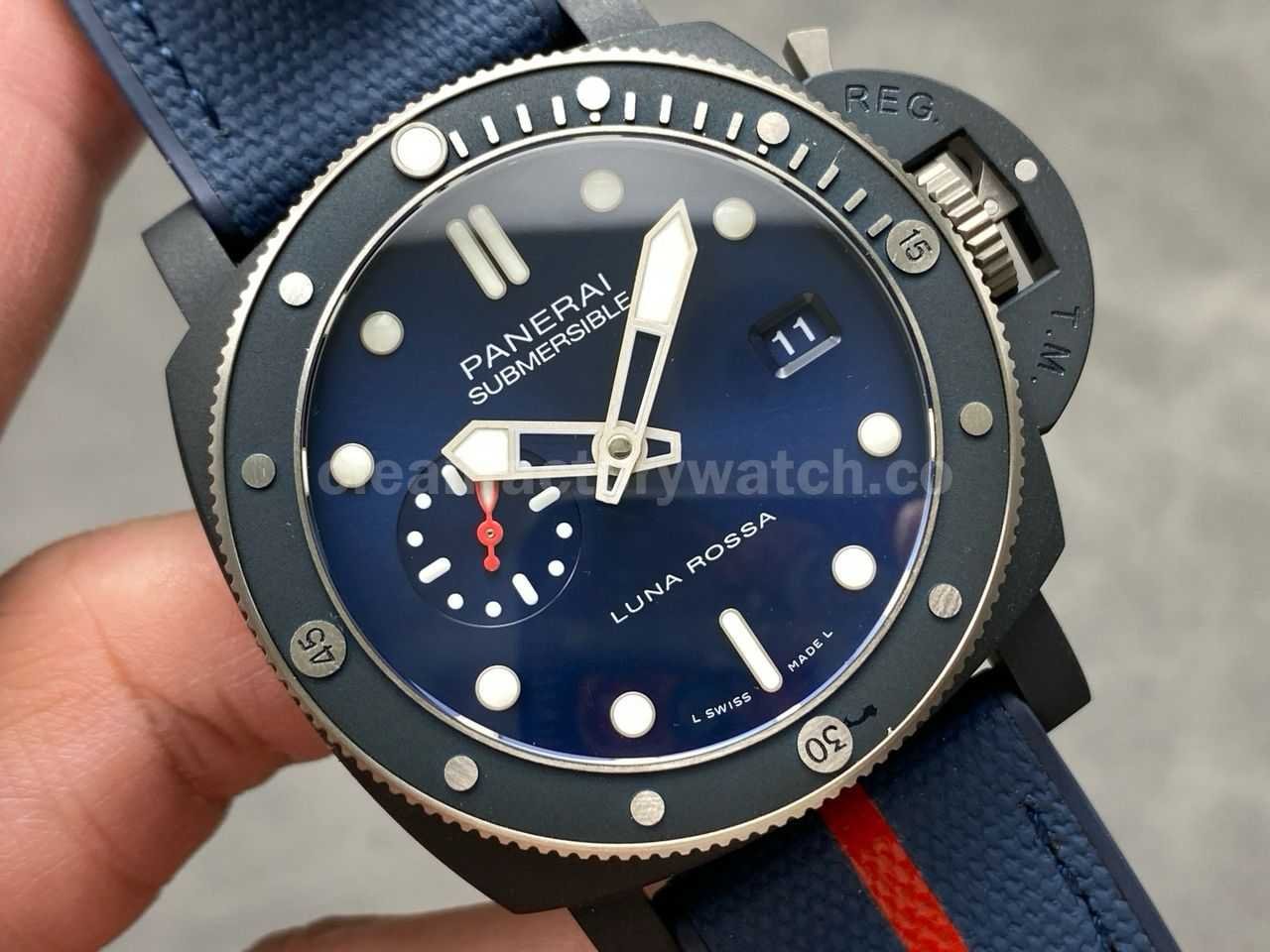 VS Factory Panerai Submersible PAM 01466 44mm Ceramic Rubber Strap Blue Dial (1)