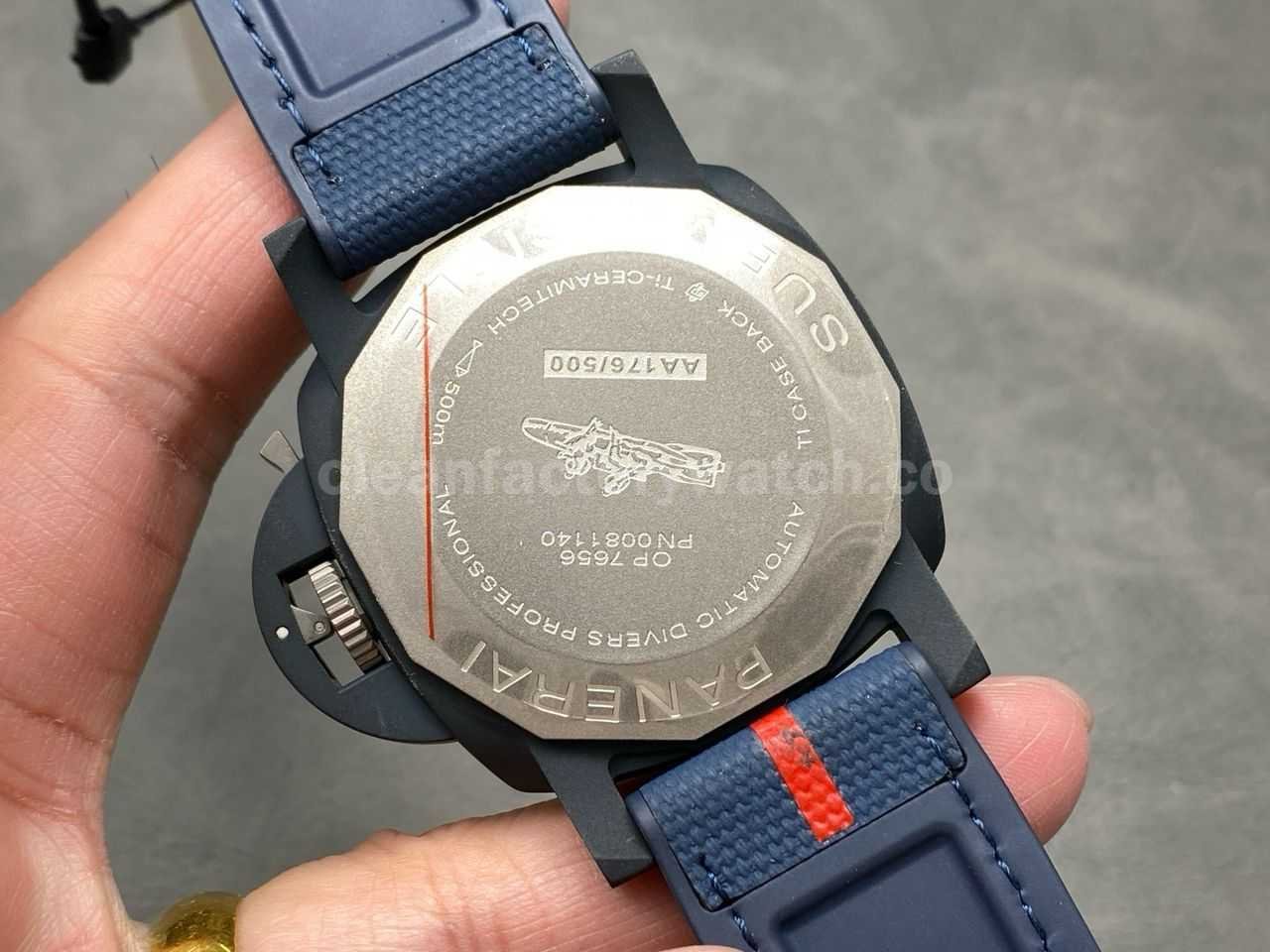 VS Factory Panerai Submersible PAM 01466 44mm Ceramic Rubber Strap Blue Dial (4)