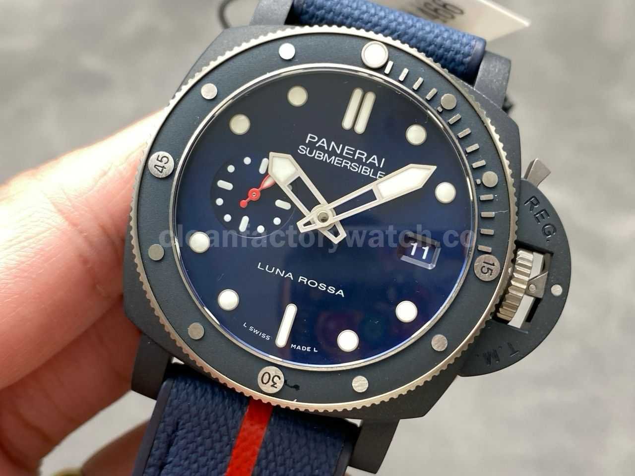 VS Factory Panerai Submersible PAM 01466 44mm Ceramic Rubber Strap Blue Dial (5)