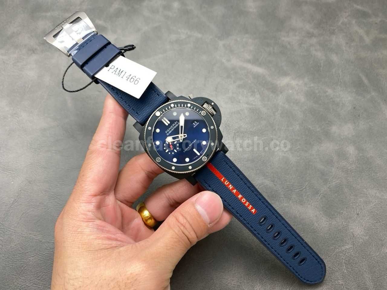 VS Factory Panerai Submersible PAM 01466 44mm Ceramic Rubber Strap Blue Dial (8)